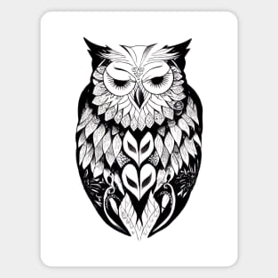 Owl Wild Animal Nature Illustration Art Tattoo Magnet